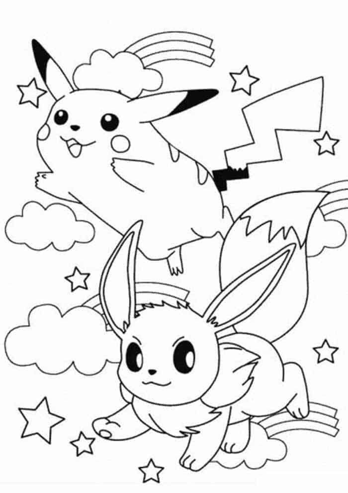 desenhos de pokemon para colorir do pikachu e seus amigos