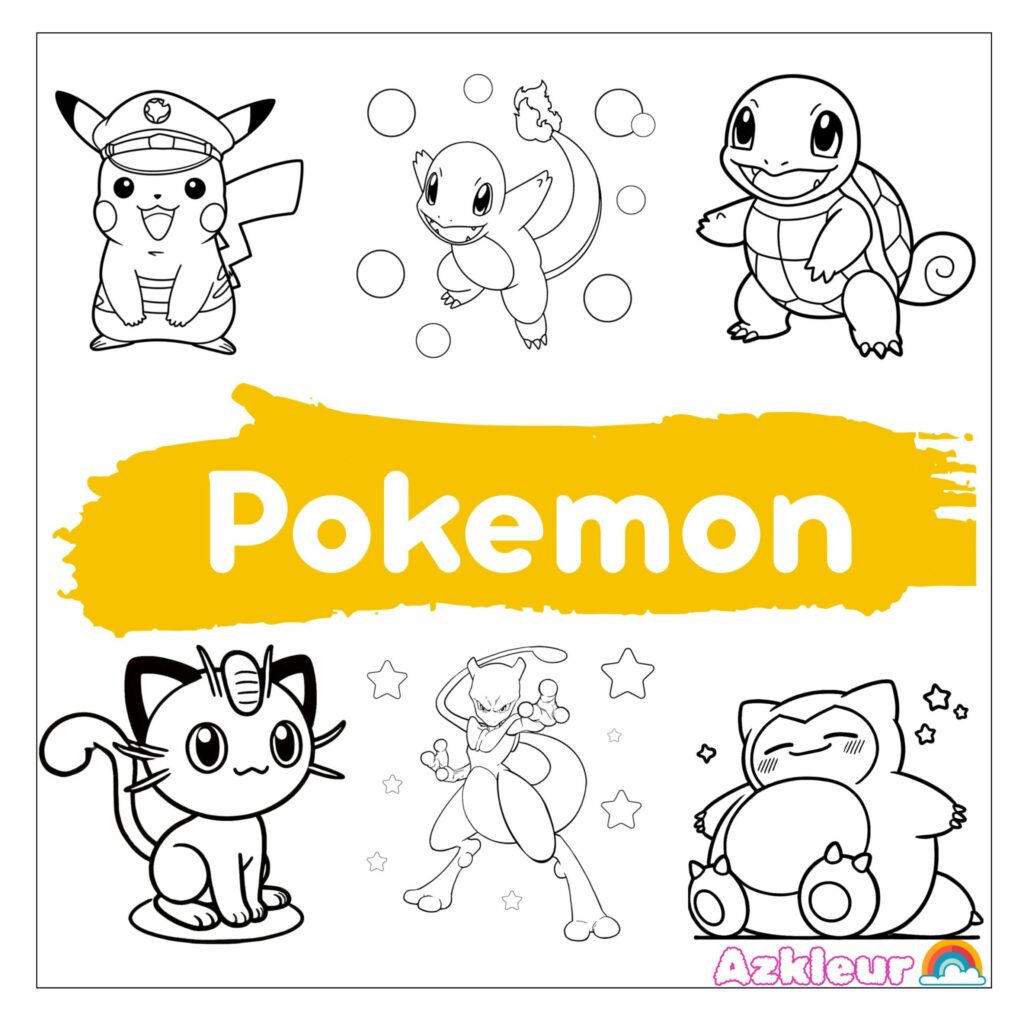 desenhos de pokemon para colorir do pikachu e seus amigos