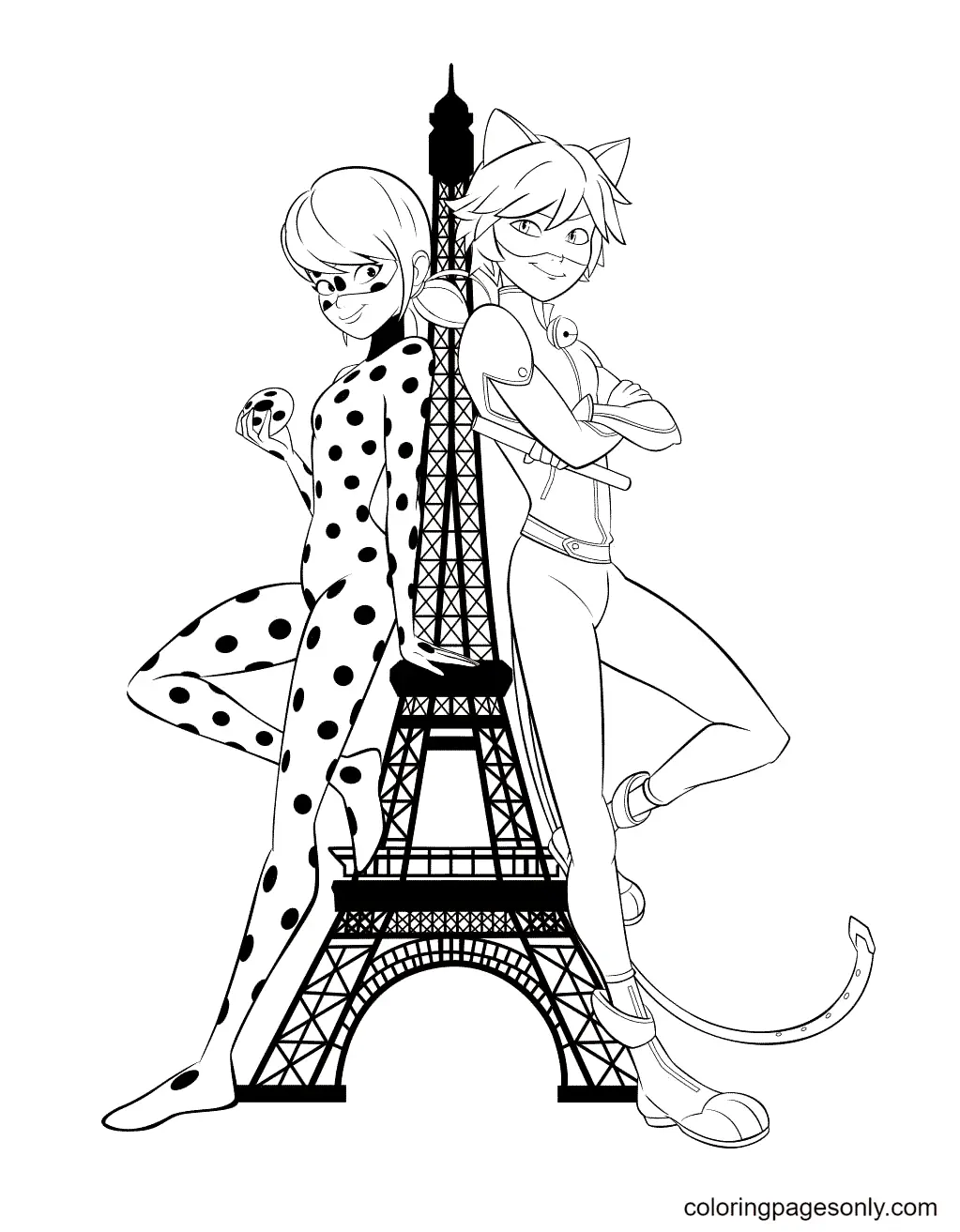 desenhos para colorir ladybug e cat noir para imprimir