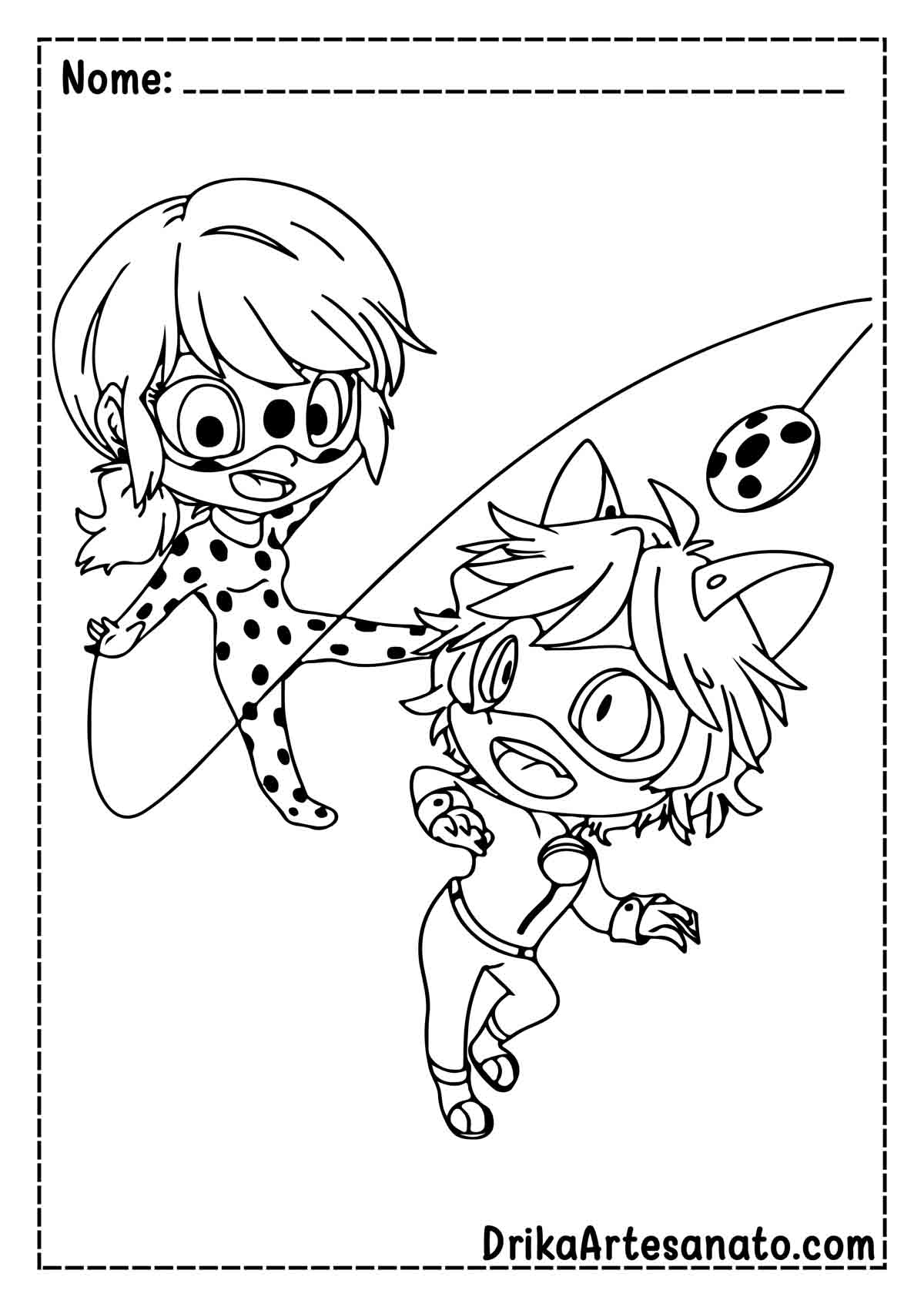 desenhos ladybug e cat noir para imprimir em preto e branco