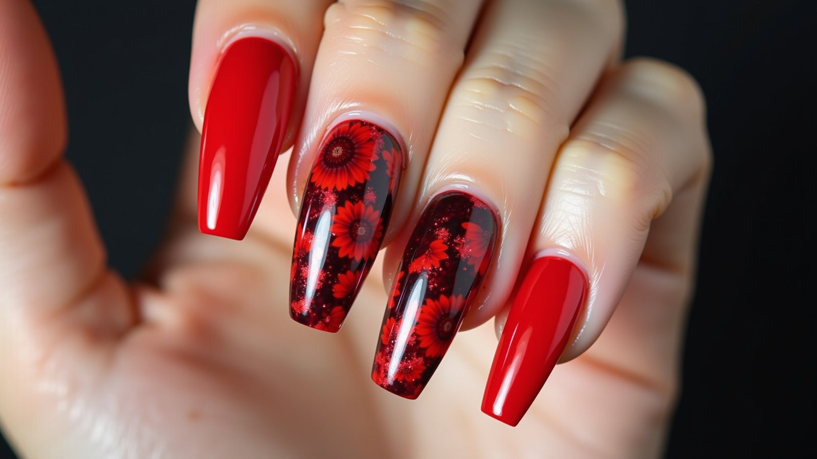 ideias unhas vermelhas decoradas simples