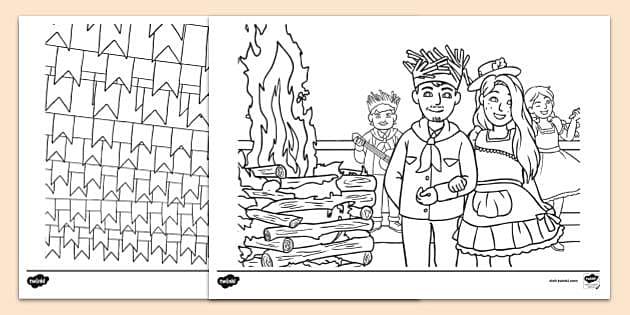 festa junina para colorir