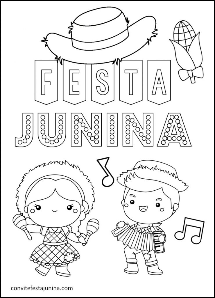 desenhos de fogueira junina para colorir em alta resolução