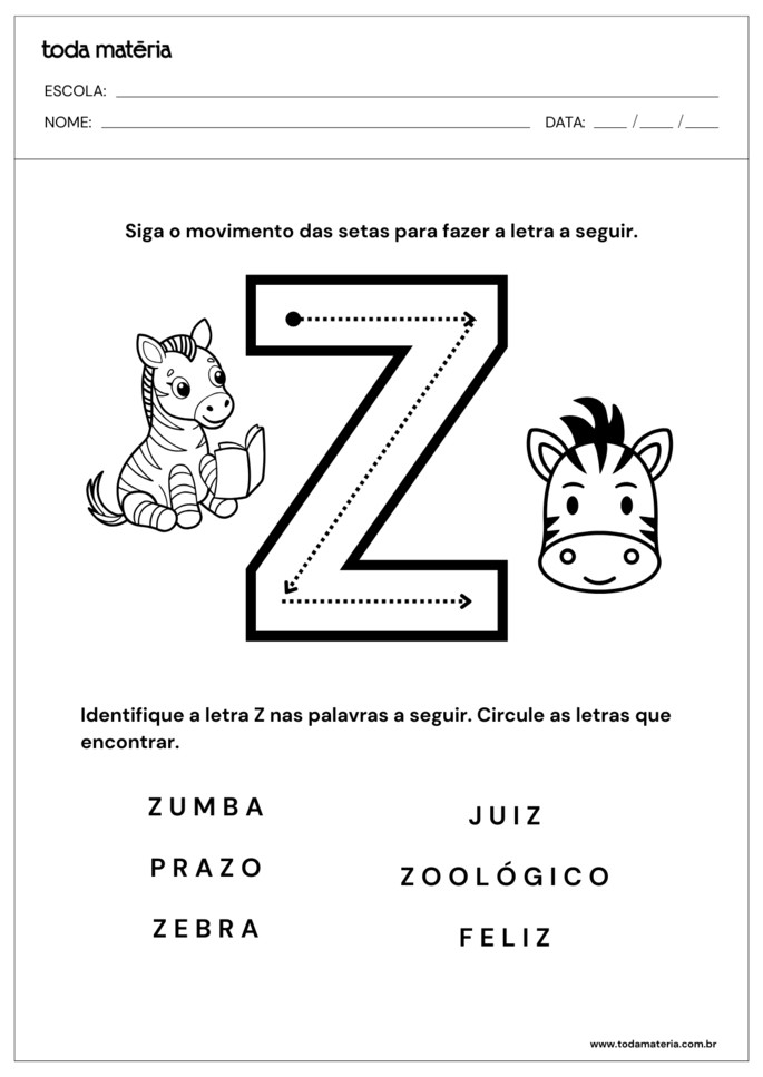 figuras com a letra z para imprimir e colorir