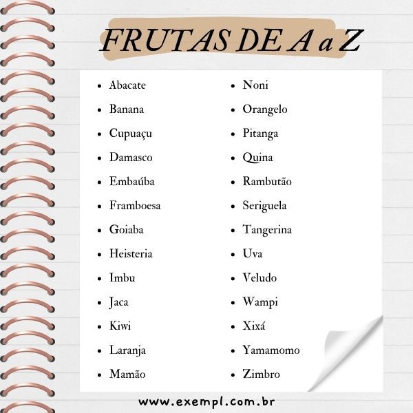 fruta com a letra e em português