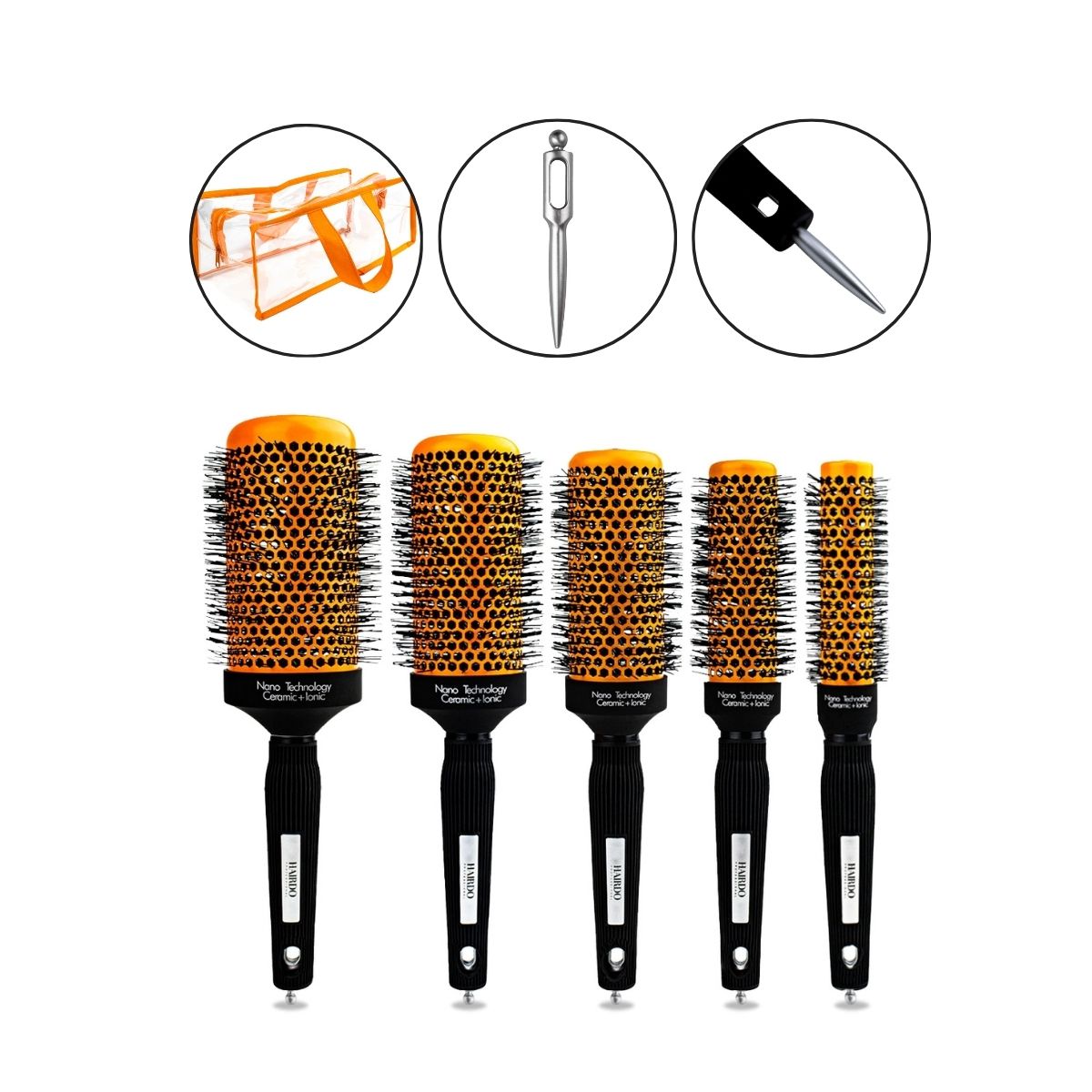 kit 3 pc escovas profissionais de cabelo cerdas