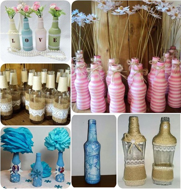 Lembrancinhas funcionais com garrafas: vasos e luminárias