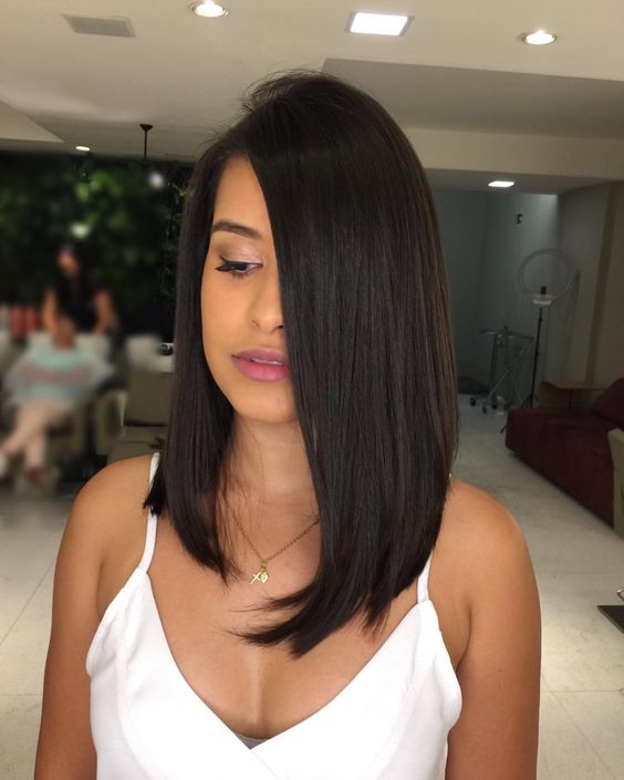 long bob médio com franja