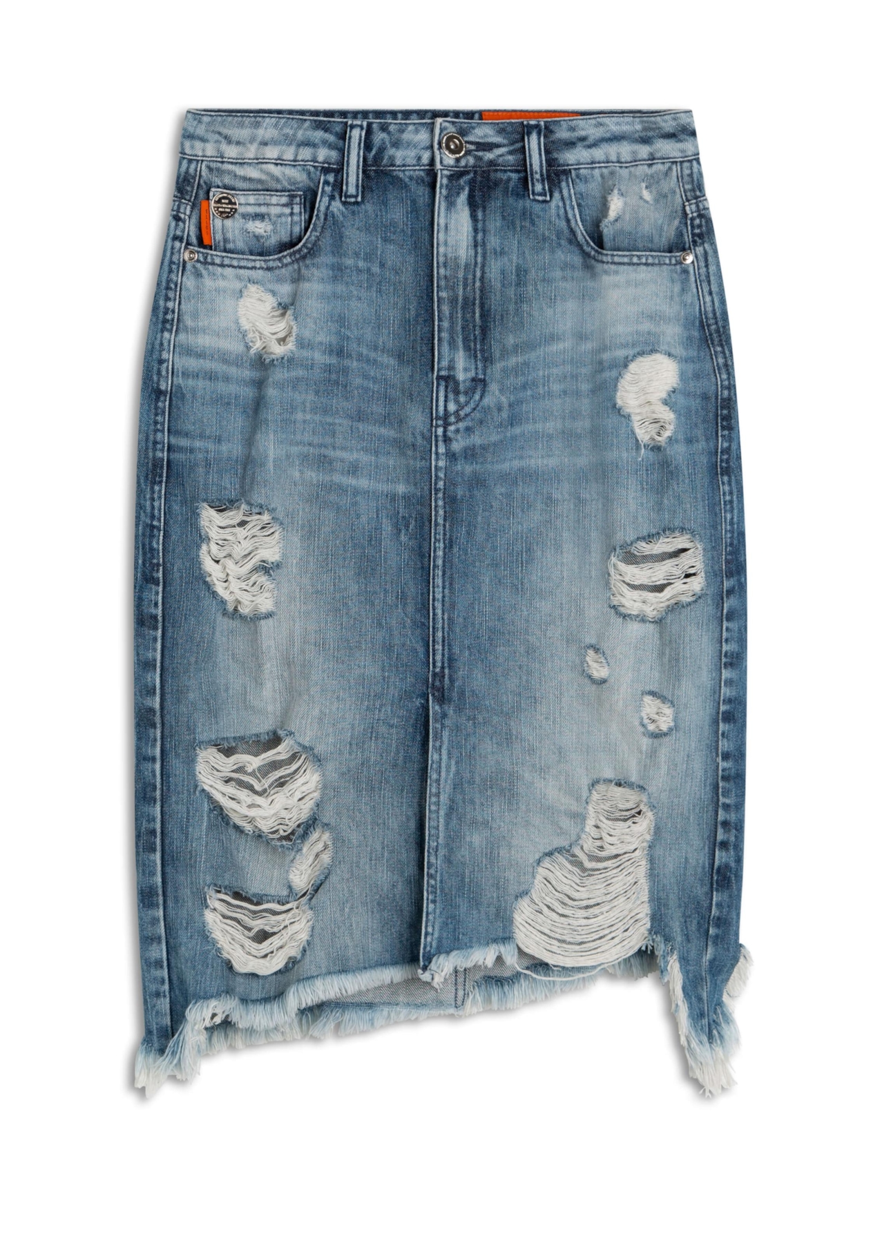 looks com saia jeans destroyed