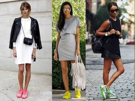 looks com tênis colorido