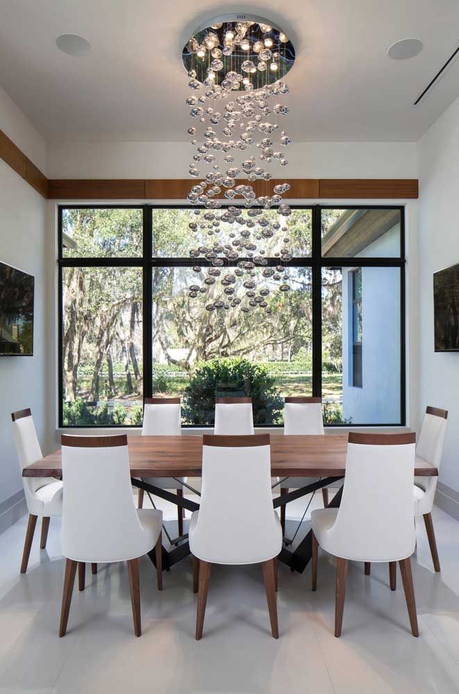 ideias de lustres para sala de jantar moderna