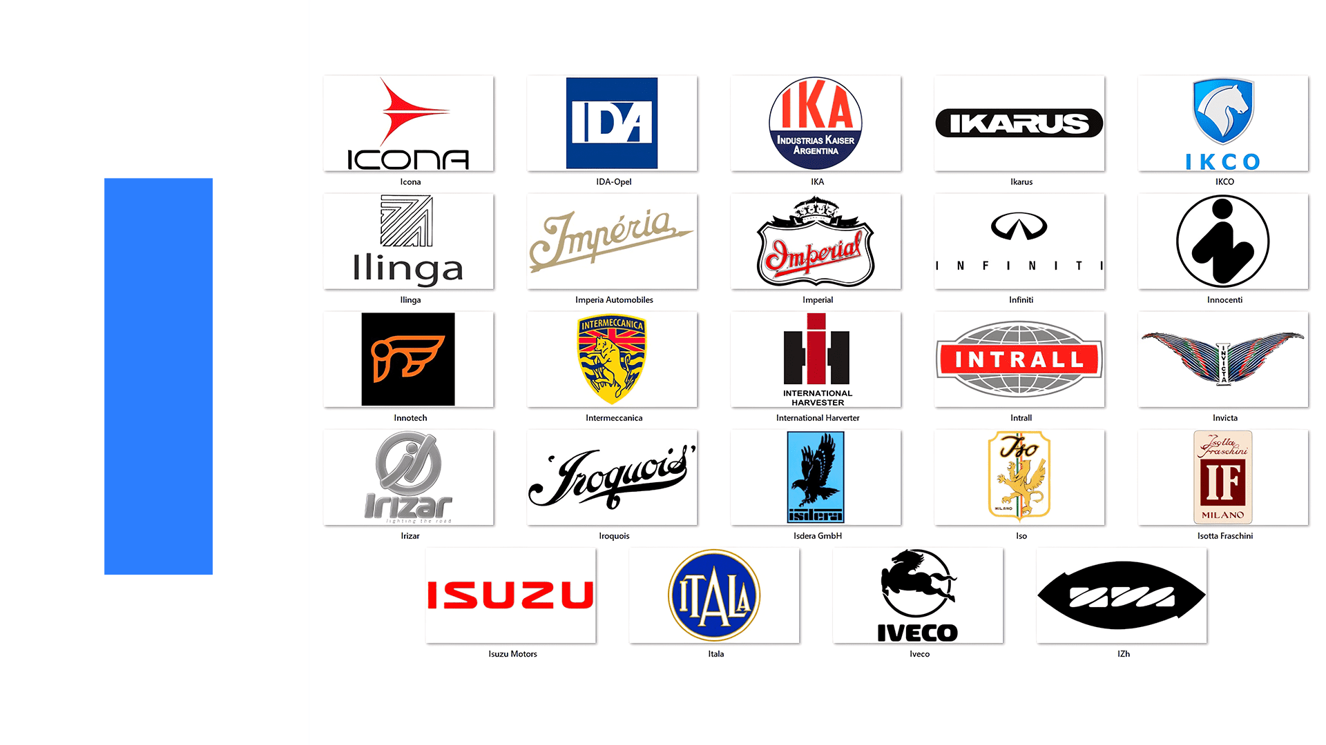 melhores marcas de carros com a letra i