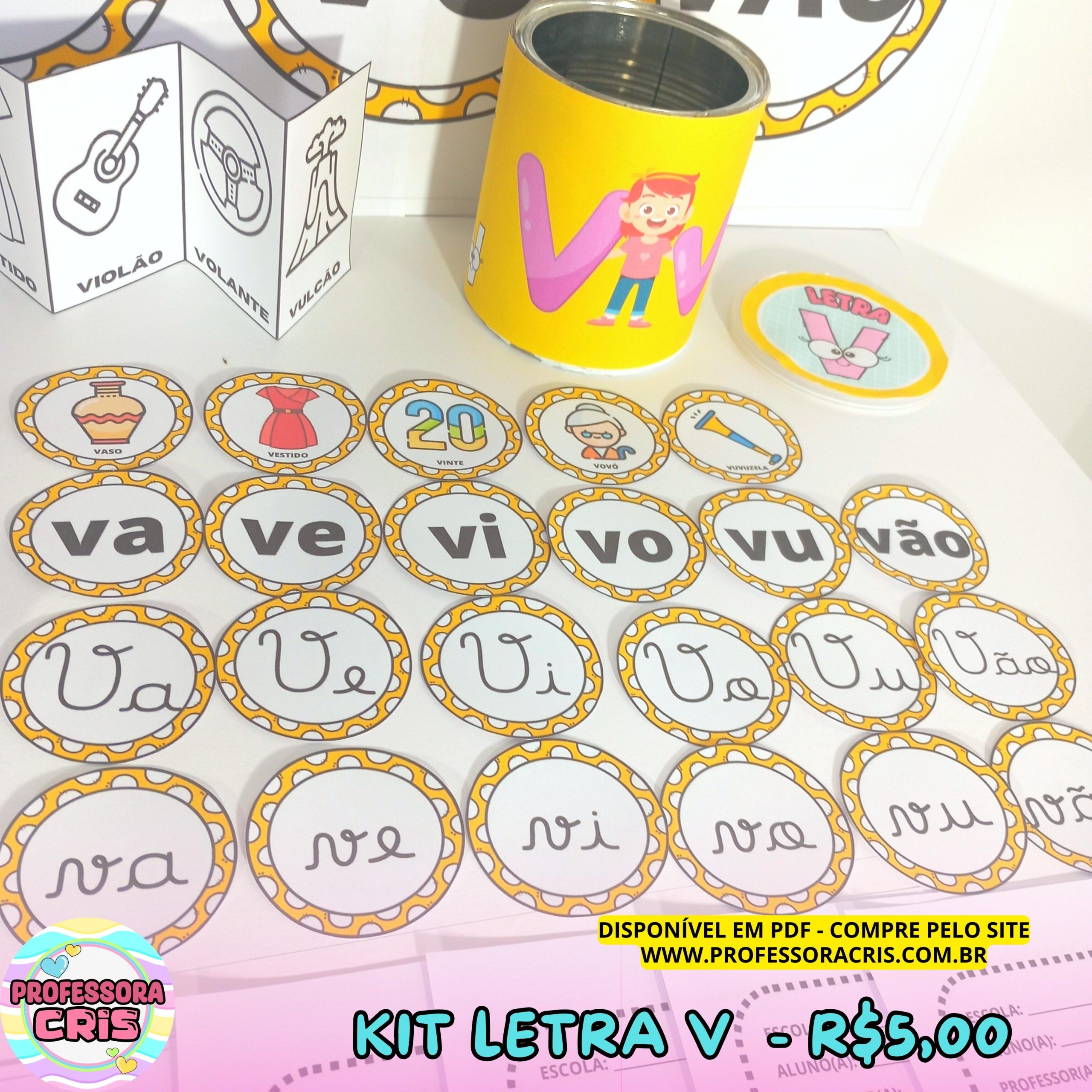 material escolar com a letra v