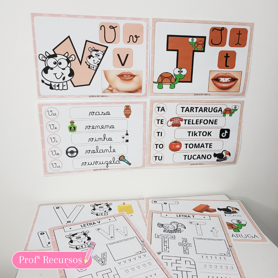 material escolar com a letra v