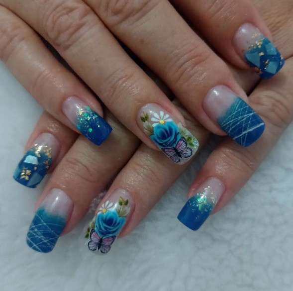 unhas azuis decoradas fotos inspiradoras