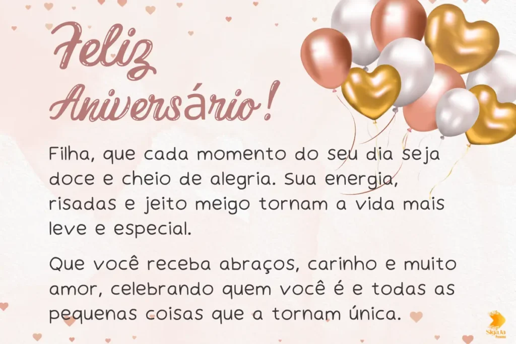 como escrever mensagem de aniversário para filha única