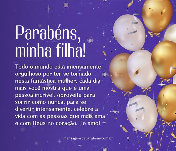 mensagem de aniversário para filha