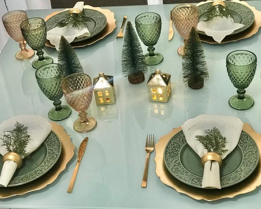 decoração mesa posta natal