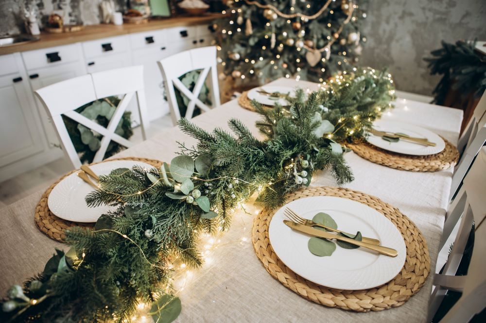 mesa posta natal com velas