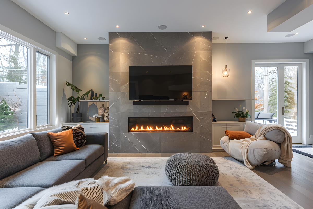 moveis ao redor da lareira