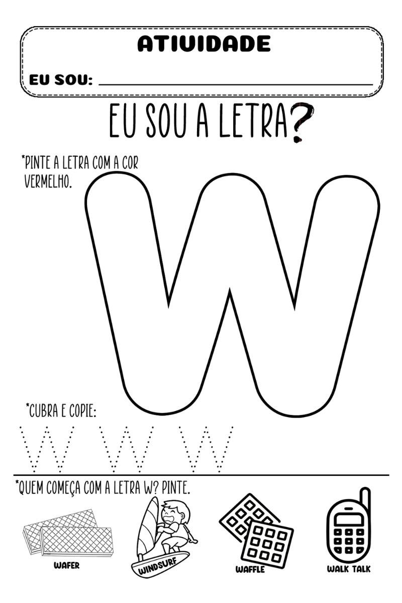 lista objetos com a letra w