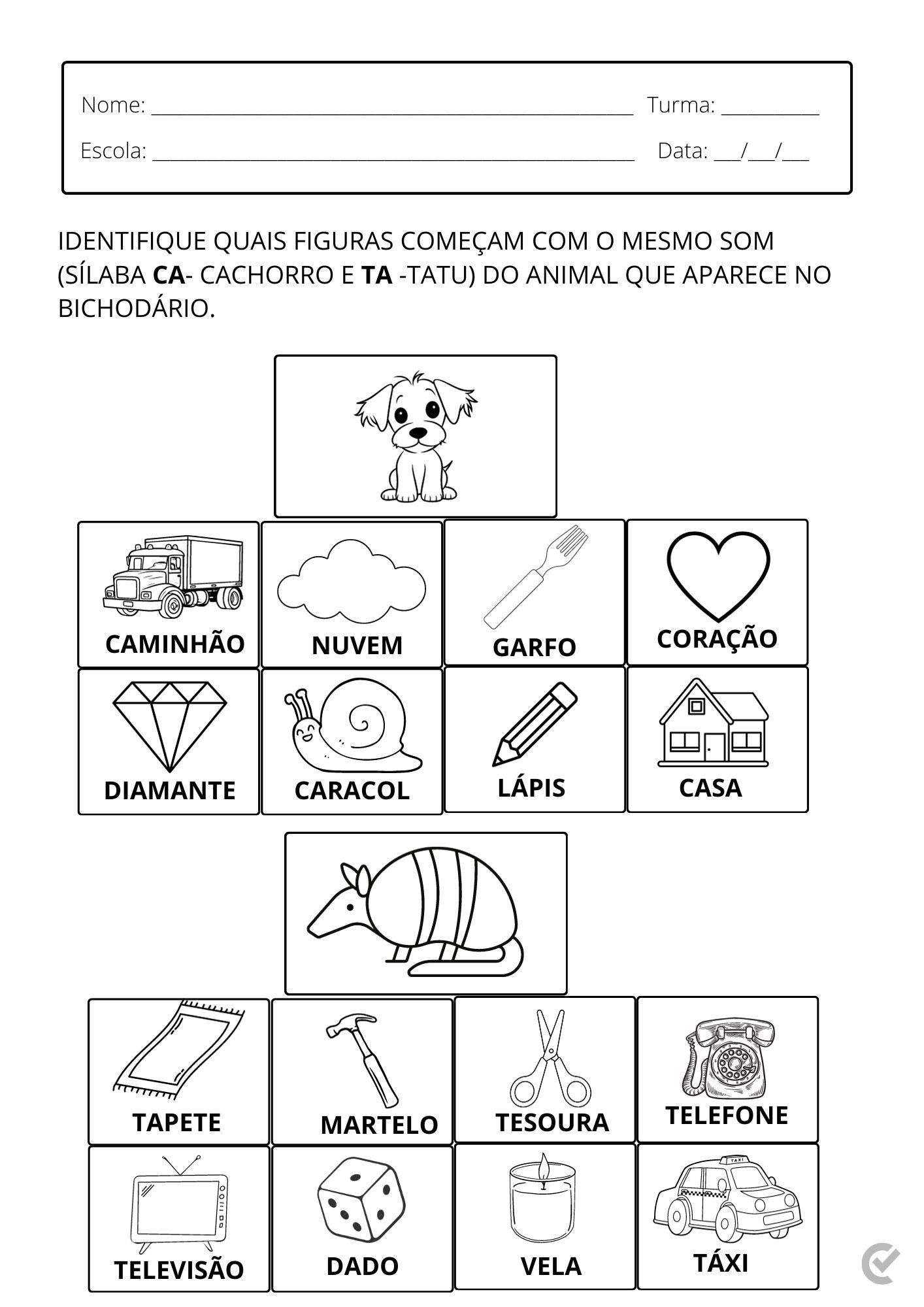 lista de objetos com a letra e para brincadeira