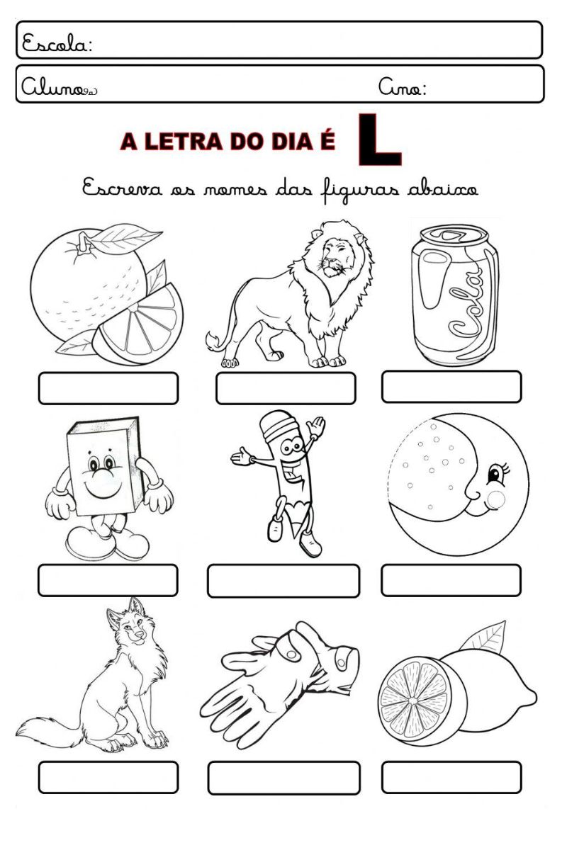 objetos com a letra l