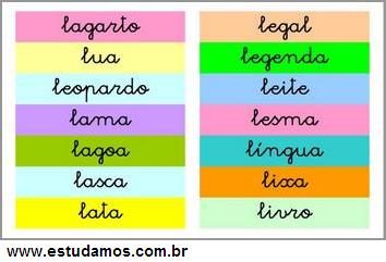 palavras com l vs palavras com outras letras