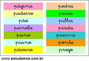 lista de palavras com a letra p para crianças