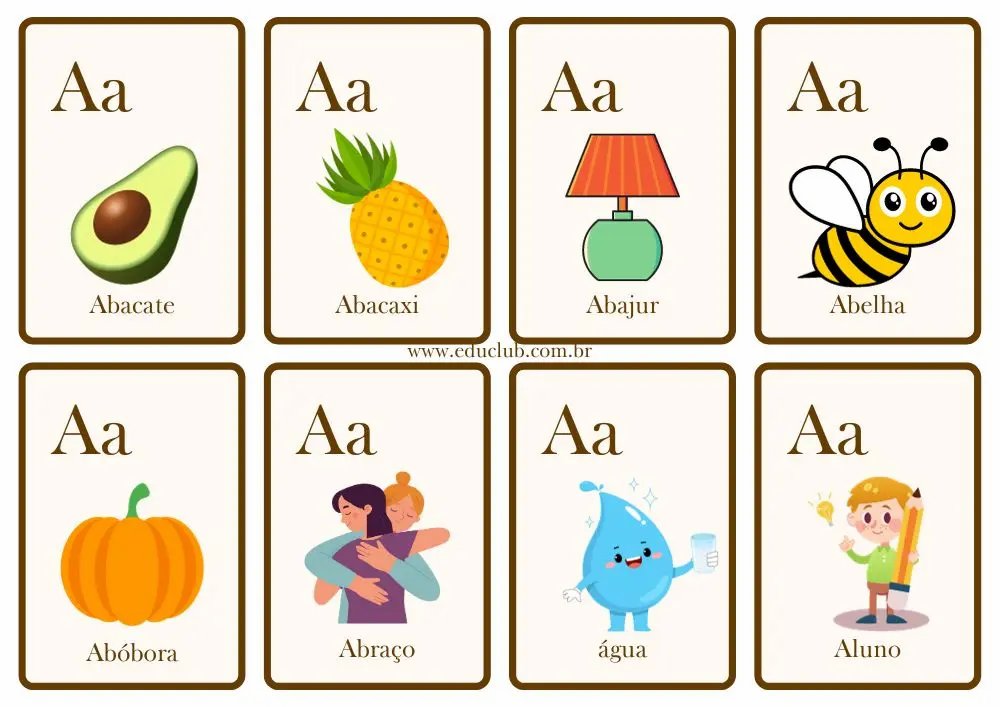 palavras simples com a letra a