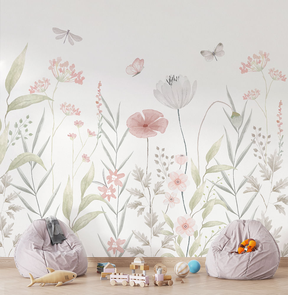 papel de parede infantil com flores
