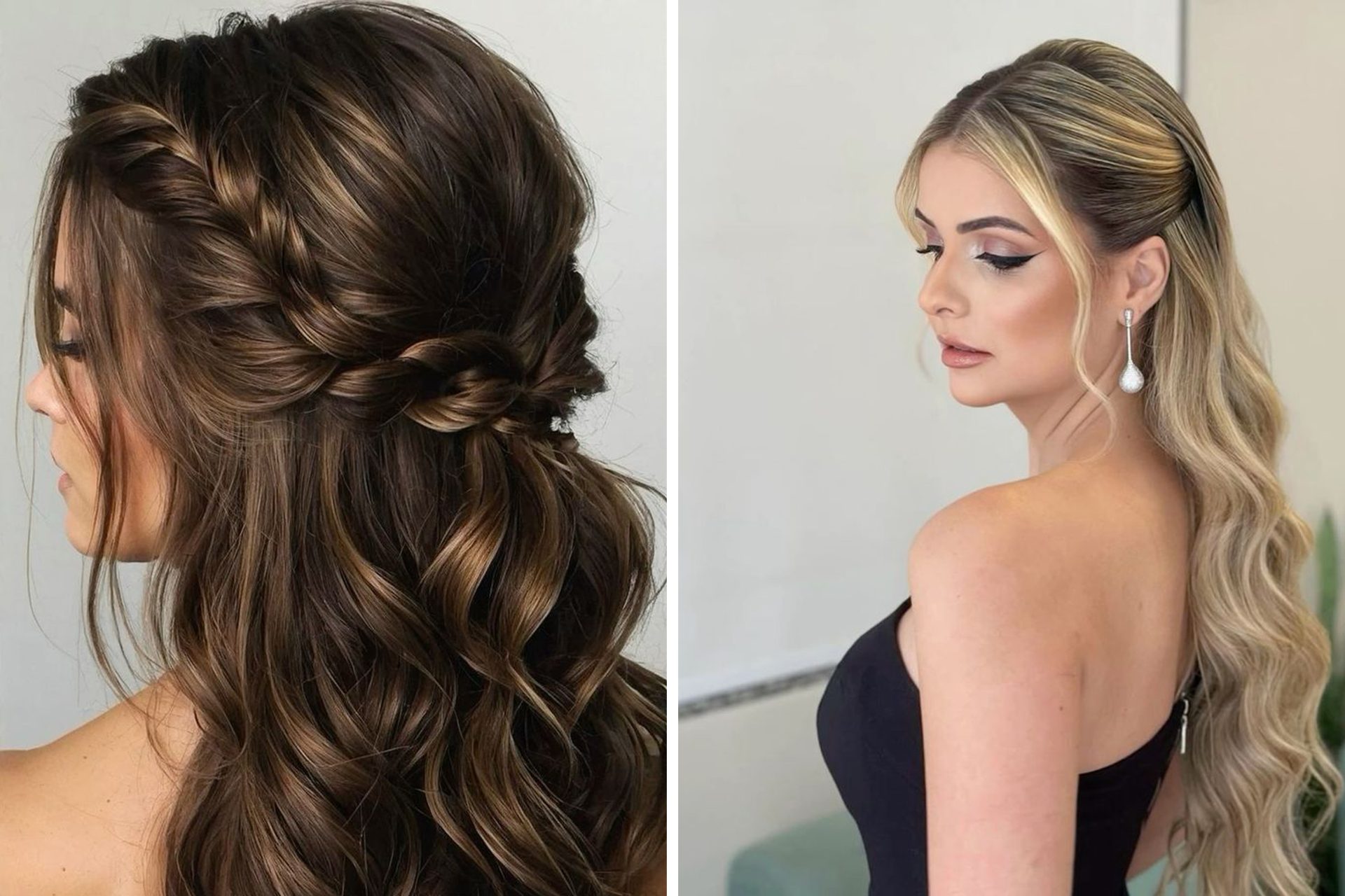 Penteado semi preso com trança embutida nas laterais