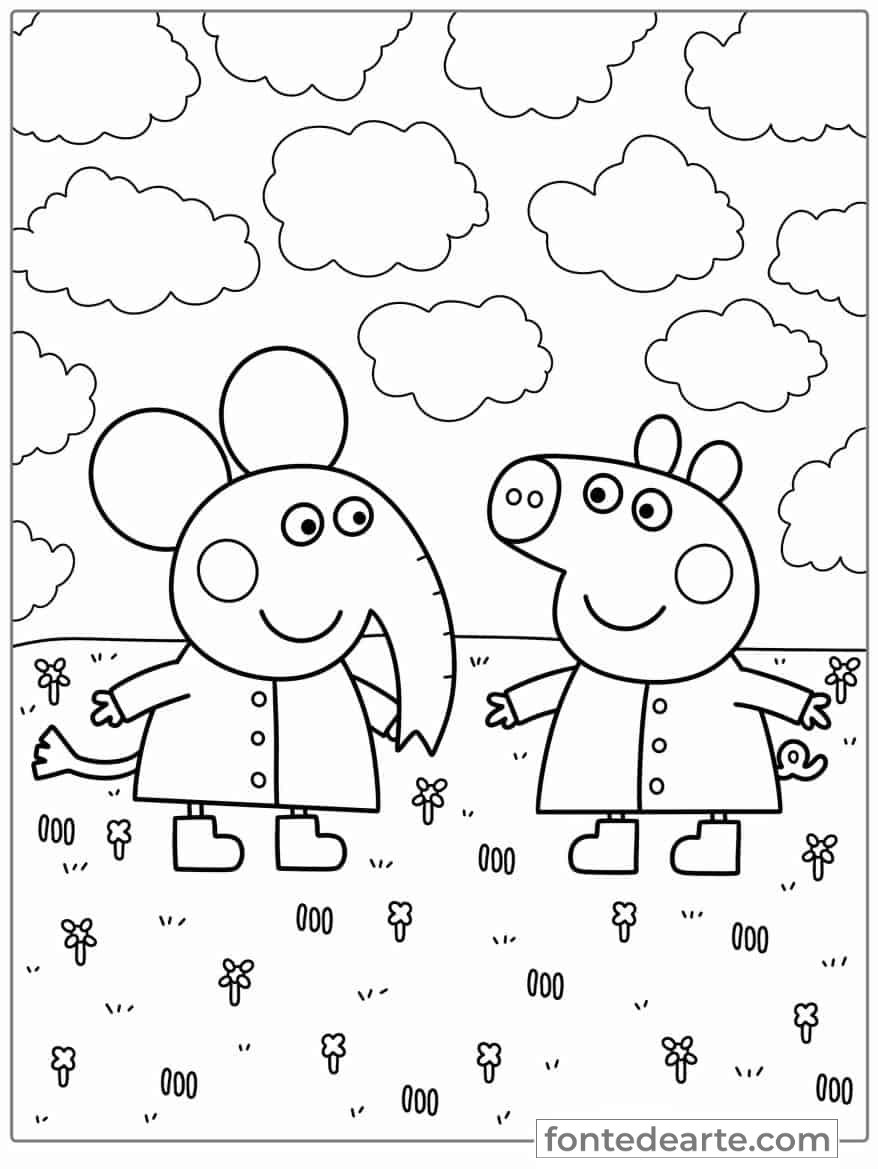 desenhos peppa pig vs patrulha canina para colorir