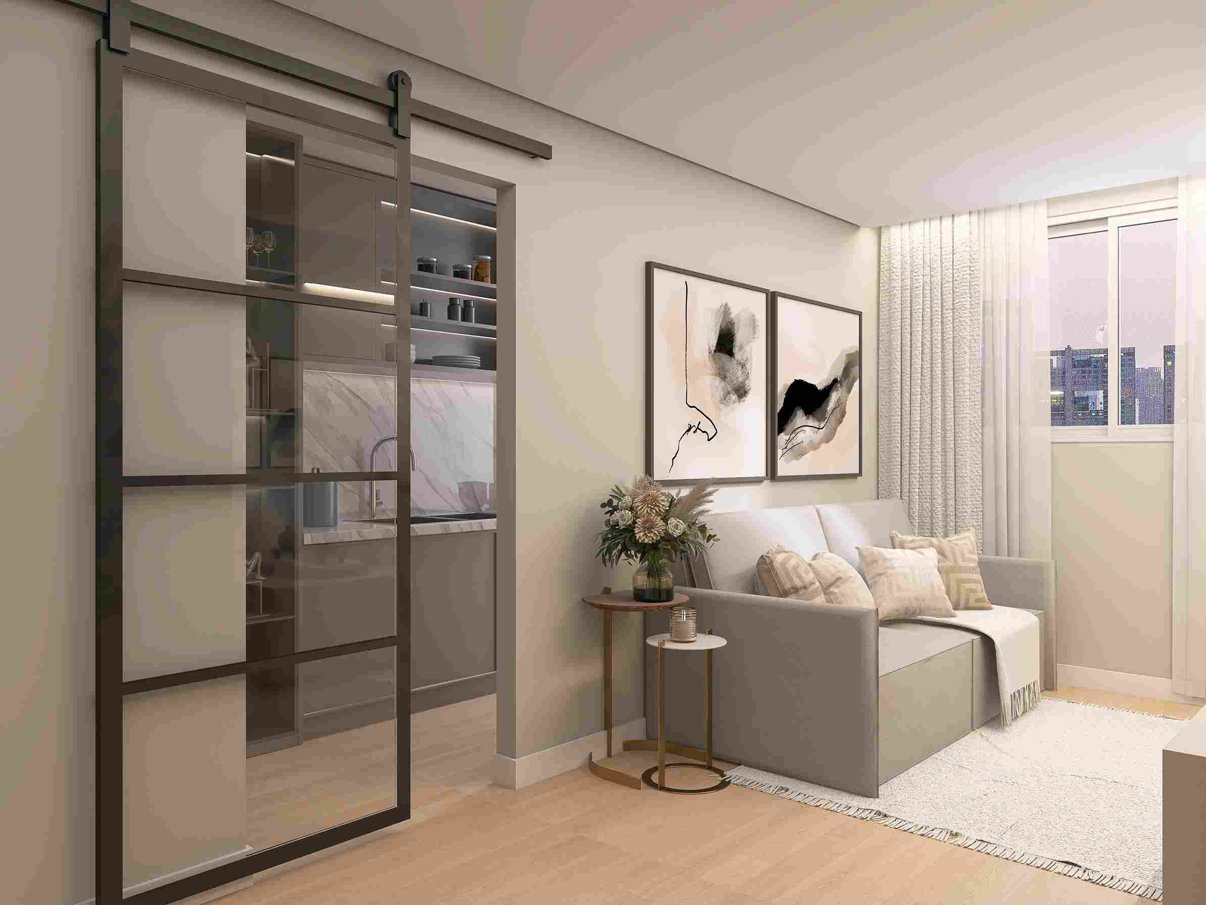 porta de correr de vidro para quarto