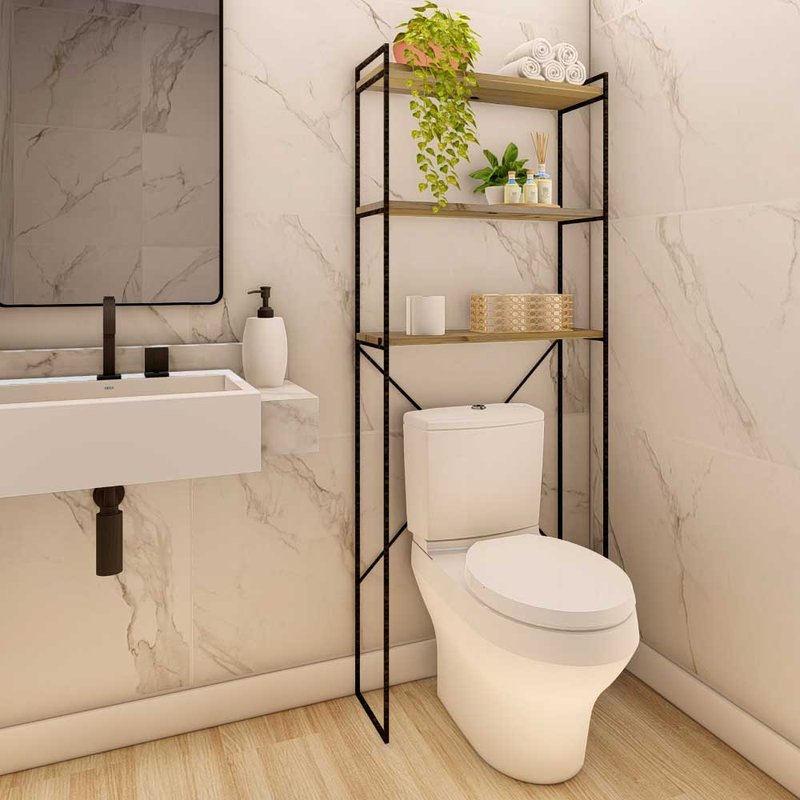 prateleira acima do vaso sanitario