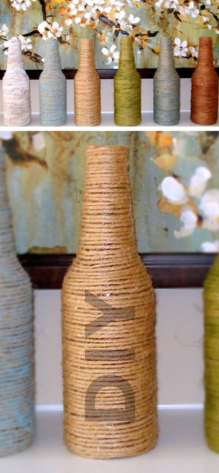 Decoração de festas com garrafas de vidro personalizadas