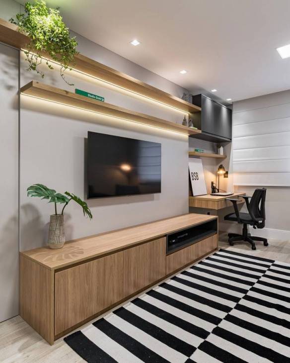 sala de estar com home office