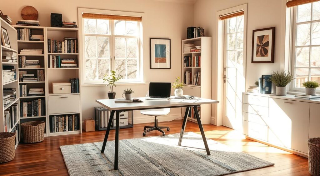 sala de estar com home office
