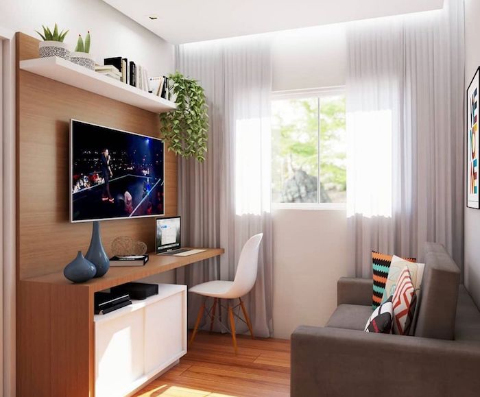 sala de estar com home office