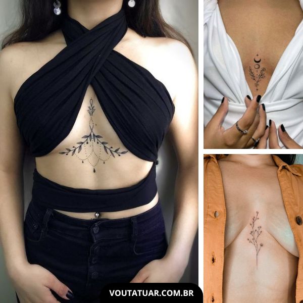 tatuagens femininas delicadas entre os seios