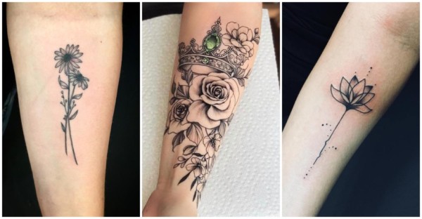 preço tatuagem feminina antebraço floral blackwork