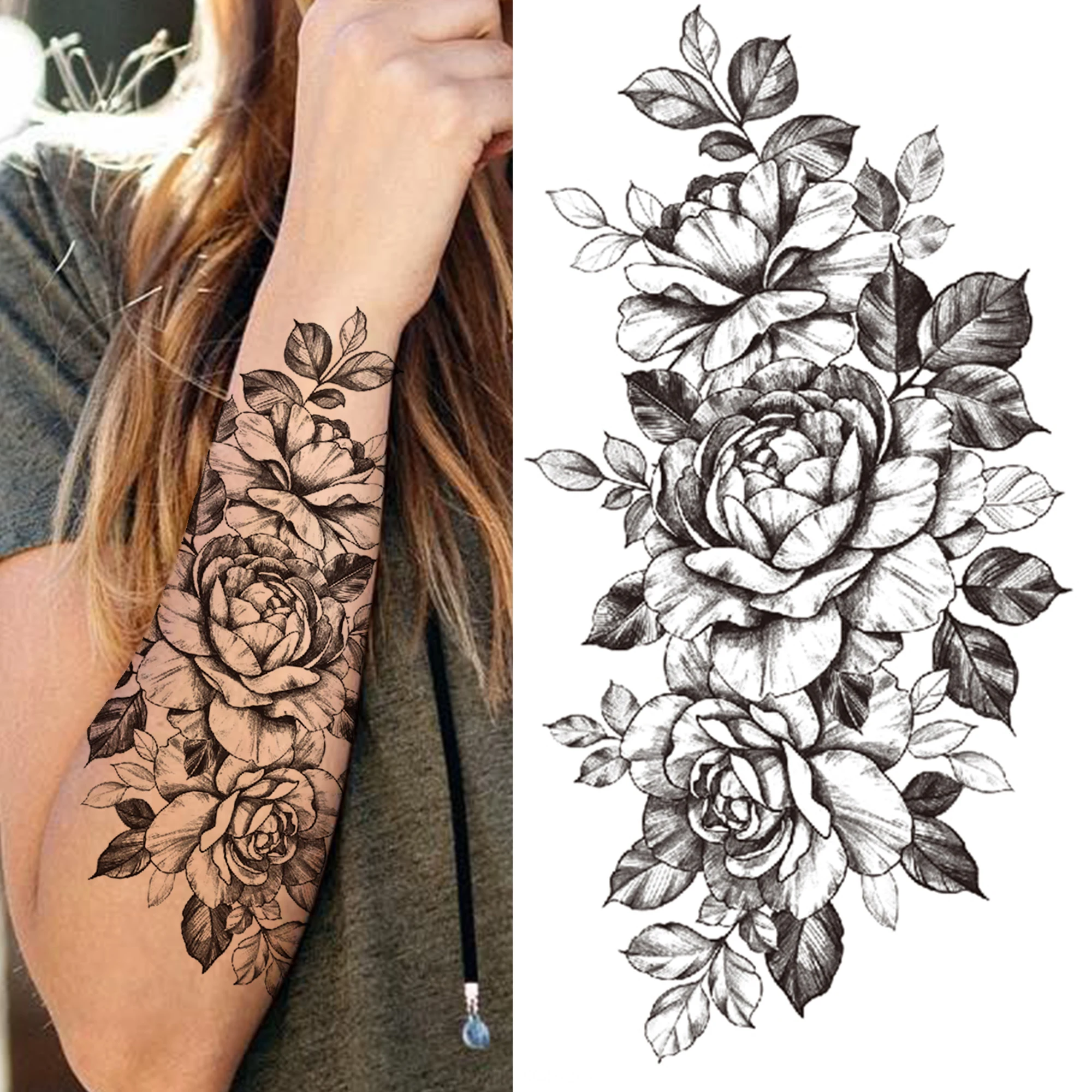 melhores ideias tatuagem feminina antebraço floral blackwork