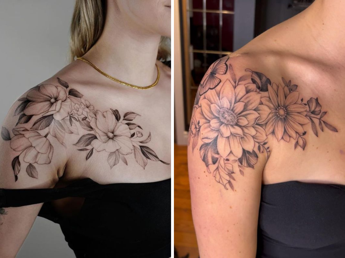 tatuagem feminina no ombro delicada