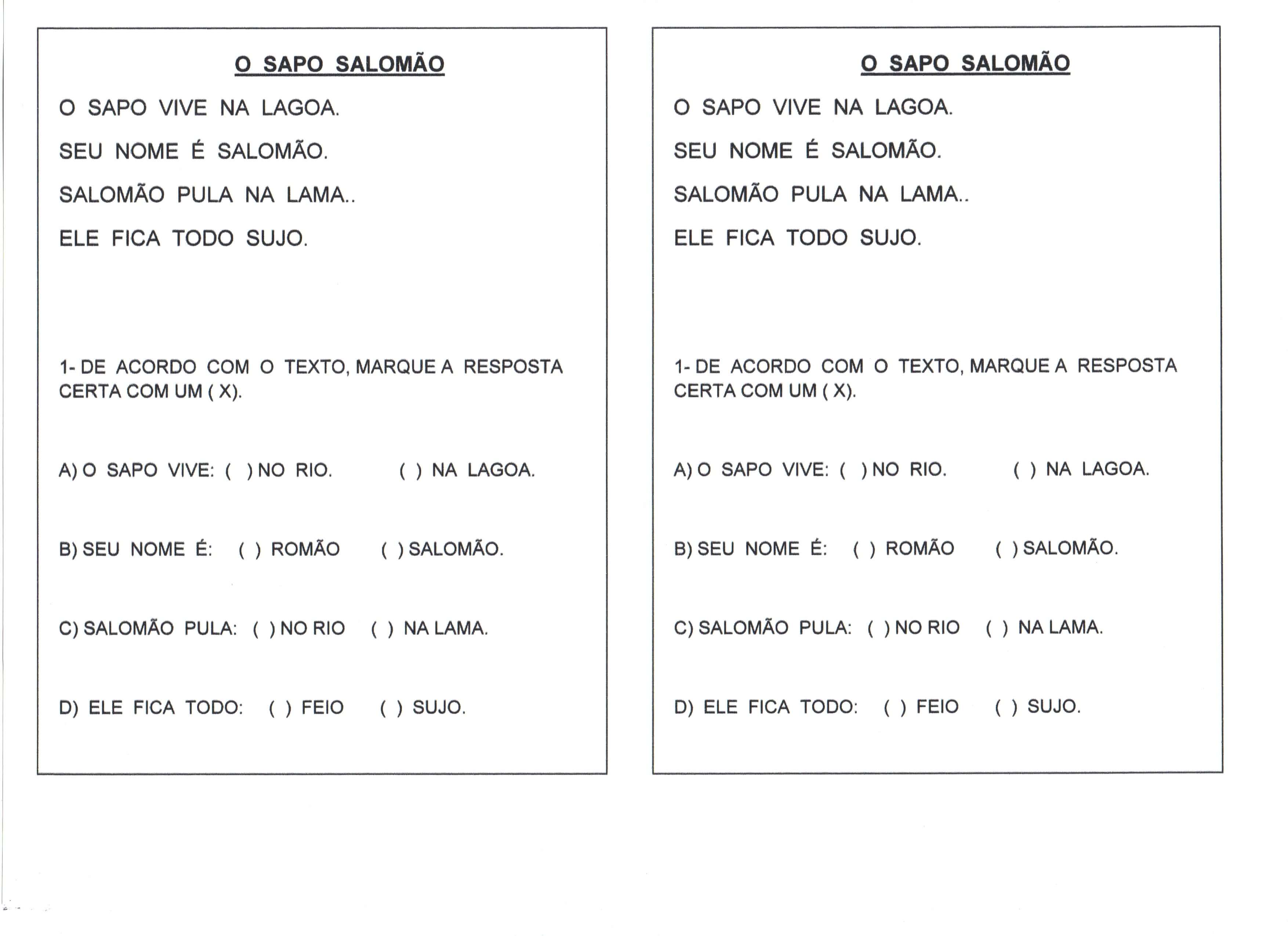 textos com a letra s: sapo vs. sapa