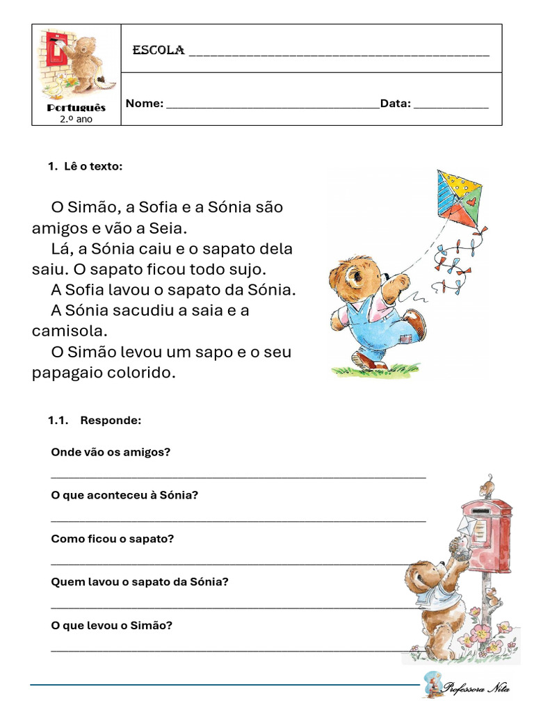 textos com a letra s para 2 ano com atividades