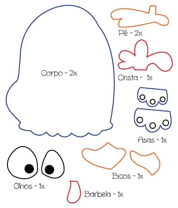turma da galinha pintadinha em eva moldes