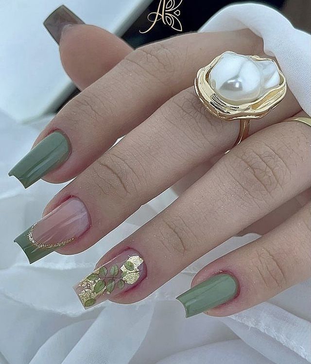 como fazer degradê de unha verde claro