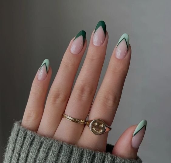 inspiração unha verde e branco para festas