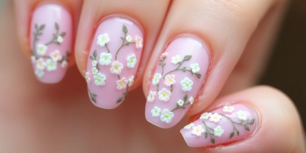 ideias de unhas decoradas com flores que duram muito